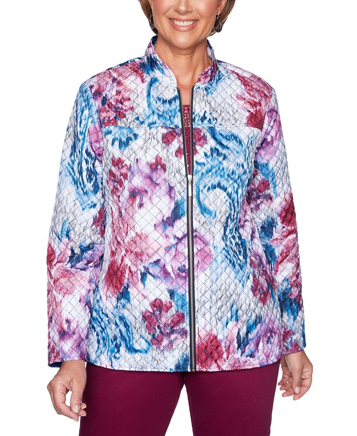 Alfred Dunner Petite Autumn Harvest Printed Quilted Jacket Macy's