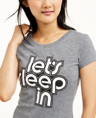 Love Tribe - Juniors' Let's Sleep In Micro-Striped Graphic T-Shirt