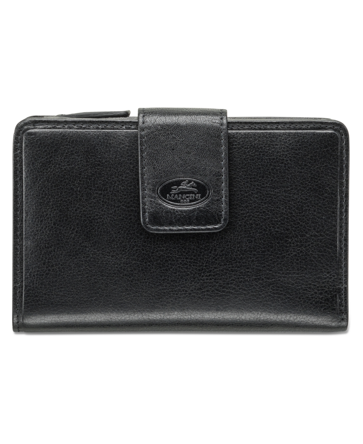 Equestrian-2 Collection Rfid Secure Medium Clutch Wallet - Black