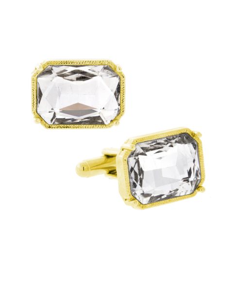 Мужские запонки 1928 Jewelry 14K Gold Plated Rectangle Crystal Cufflinks