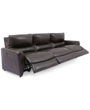 Furniture Danvors 3 Pc Leather Sectional Sofa With 3 Power Recliners And Power Headrests In Toronto Brown Modesens