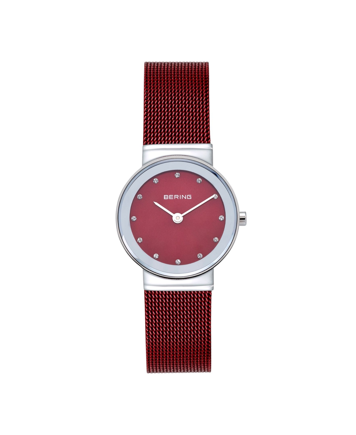 Women's Crystal Red Stainless Steel Mesh Bracelet Watch 26mm - Red
