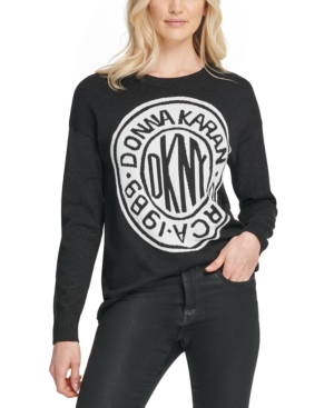 Dkny Graphic Logo Sweatshirt In Black/ivory