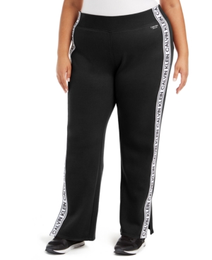 Calvin Klein Performance Plus Size Logo-tape Active Jogger Pants In Black