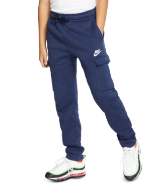 Nike Sportswear Club Big Kids' (boys') Cargo Pants In Midnight Navy/midnight Navy/(white)