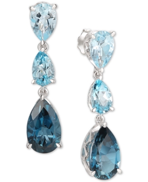 image of Le Vian Deep Sea Blue Topaz (6-7/8 ct. t.w) & Sky Blue Topaz (5-1/4 ct. t.w.) Drop Earrings Set in 14k White Gold