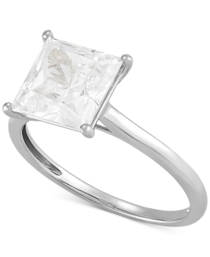 image of Arabella Swarovski Zirconia Princess Ring in 14k White Gold