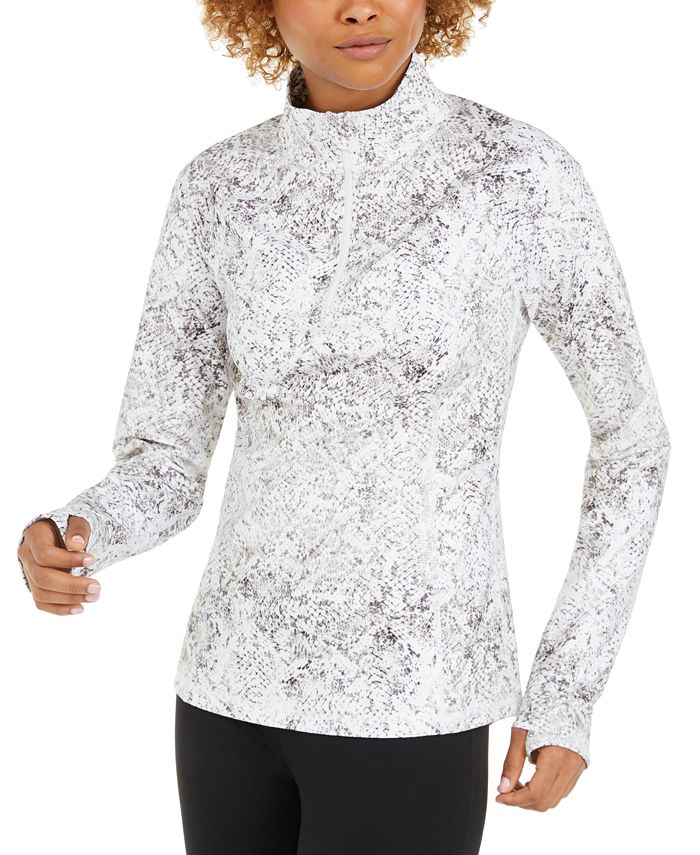 Ideology Womens Snake Print Rounded Hem Hoodie White Size Xx Large