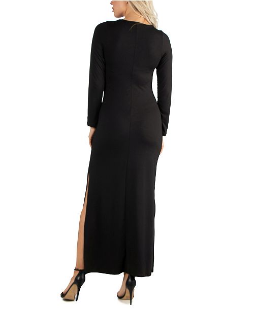 24seven Comfort Apparel Women S Form Fitting Long Sleeve Side Slit