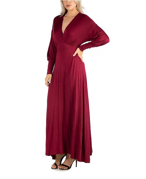  24seven Comfort Apparel Womens Long Sleeve Maxi Dress
