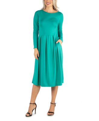 fit and flare midi dress with sleeves