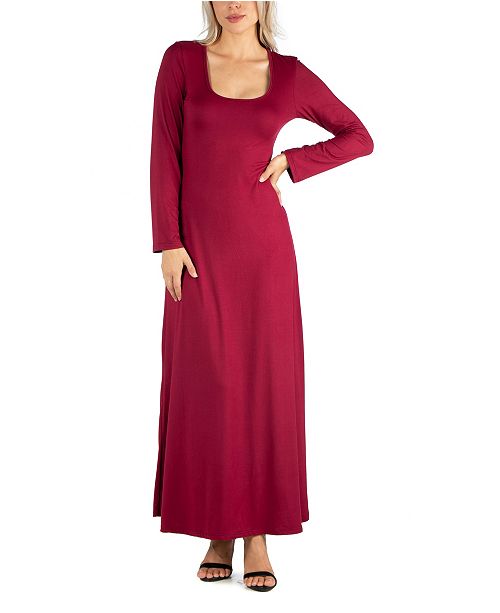 24seven Comfort Apparel Women S Long Sleeve T Shirt Maxi Dress