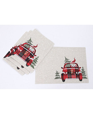 Manor Luxe Santa Claus Riding on Car Christmas Placemats 14