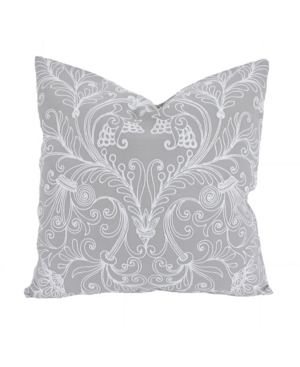 Manor Luxe Jacquard Crewel Embroidered Pillow, 20" X 20" With Feather Insert In Gray