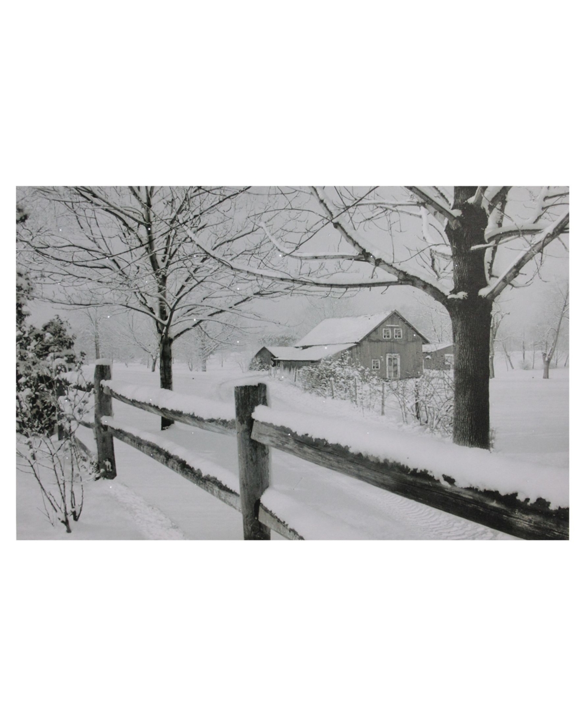 Northlight Large Fiber Optic Lighted Snowy Winter Cabin Canvas Wall Art, 15.75" X 23.5" In White