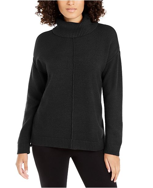 Alfani Women's Drop Shoulder Turtleneck Sweater Black Size 2X