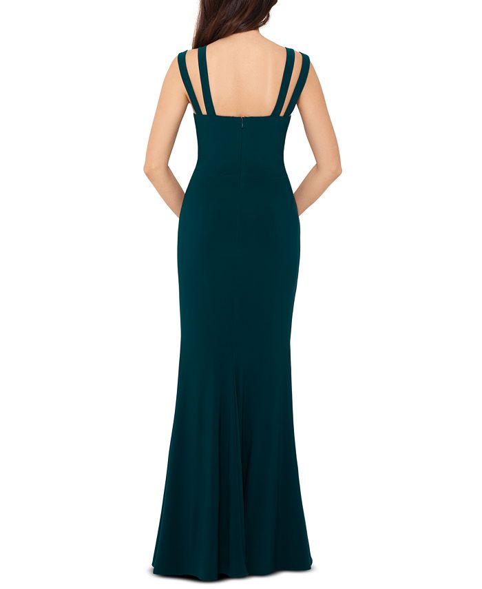 XSCAPE Notched Double-Strap Gown - Macy's