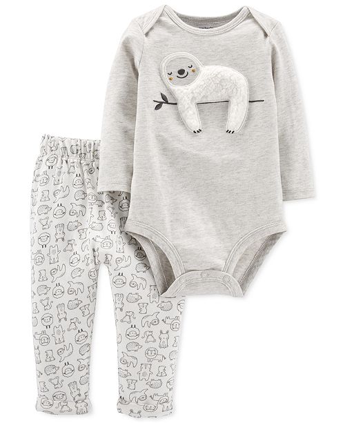 Carter S Baby Boys Girls 2 Pc Sloth Bodysuit Animal Print Pants Set Reviews Sets Outfits Kids Macy S