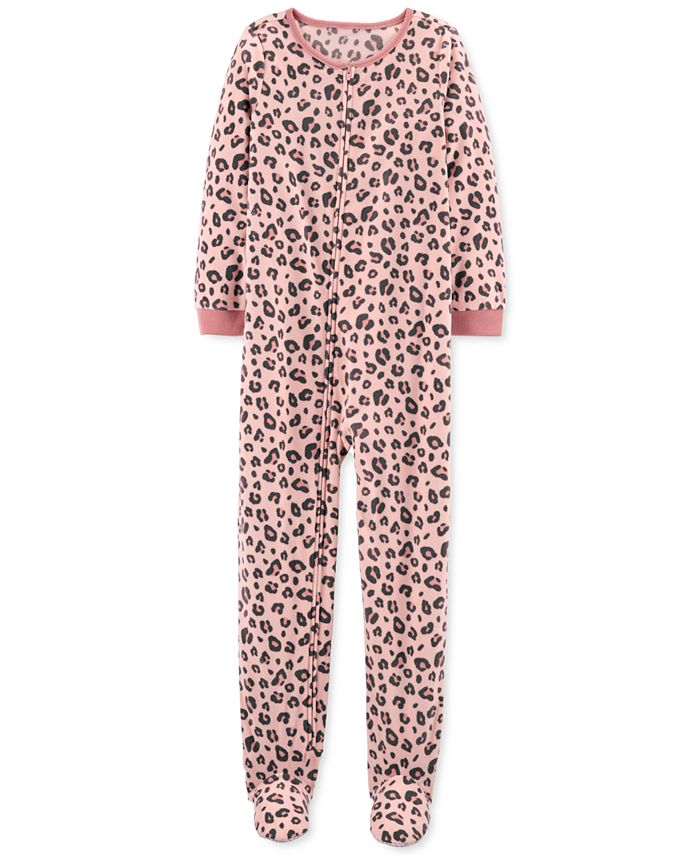 Carter's Little & Big Girls 1-Pc. Leopard-Print Fleece Footie Pajamas ...