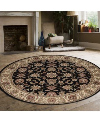 CLOSEOUT! 1592/1015/BLACK Pesaro Black 5'3" x 5'3" Round Area Rug