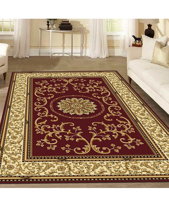 KM Home CLOSEOUT! 1419/1331/BURGUNDY Navelli Red 5'5" x 8'3" Area Rug