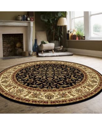 CLOSEOUT! 1318/1527/BLACK Navelli Black 7'10" x 7'10" Round Area Rug