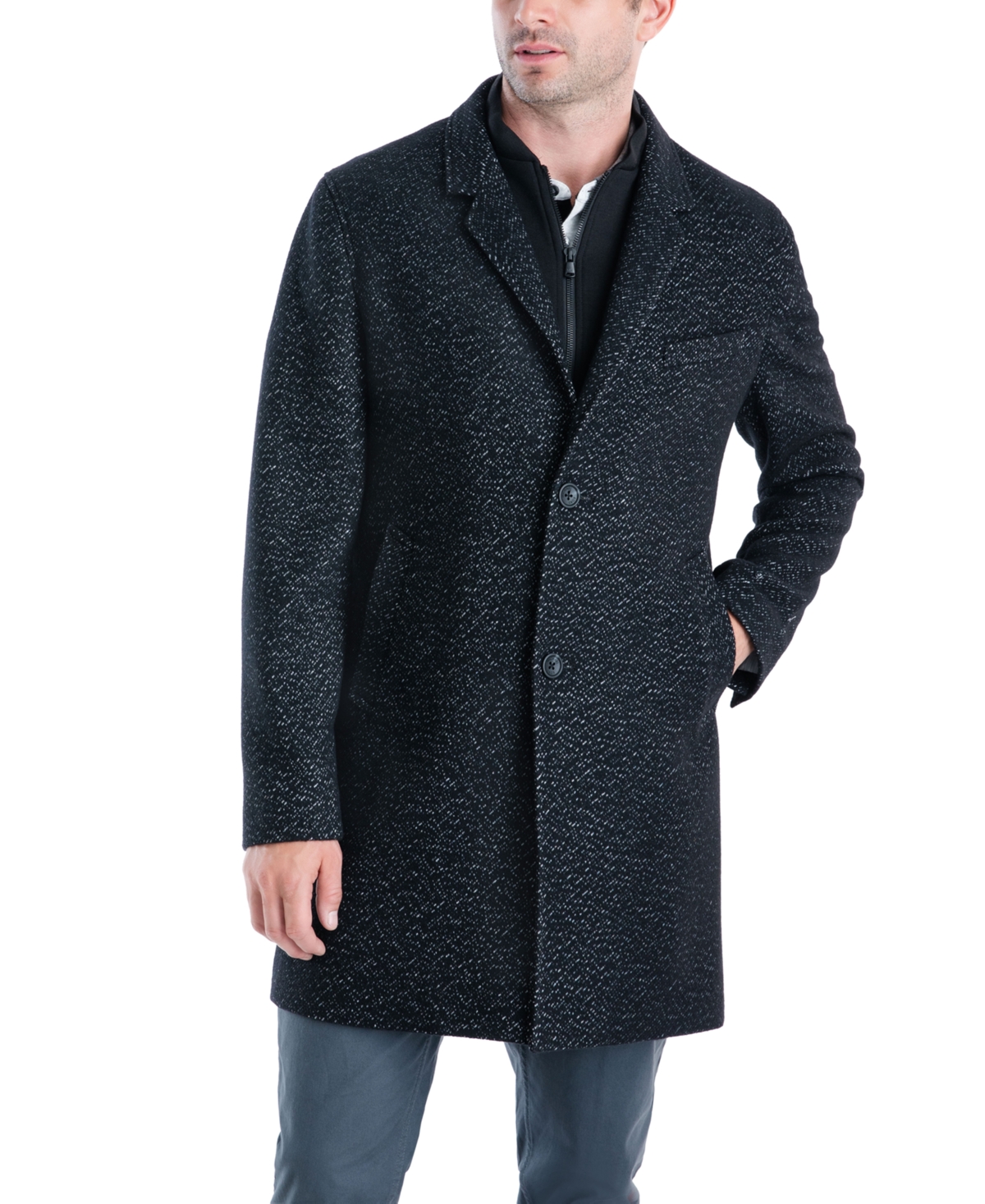 Michael Kors Men's Pike Classic-fit Over Coats In Black,white Dash
