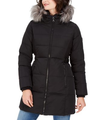 Vince Camuto - Faux-Fur-Trim Puffer Coat