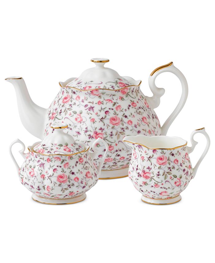 undefined | Royal Albert Rose Confetti 3-Piece Tea Set