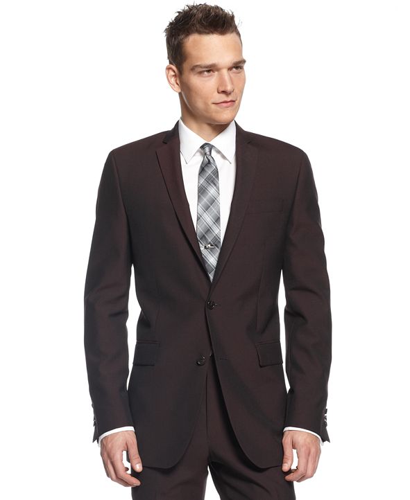 Calvin Klein X-Fit Burgundy Solid Slim Fit Jacket ...