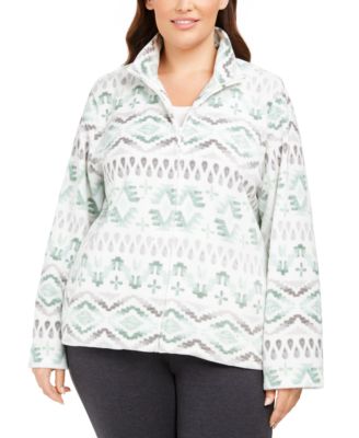 Alfred Dunner - Plus Size Lake Geneva Geo-Print Fleece Jacket