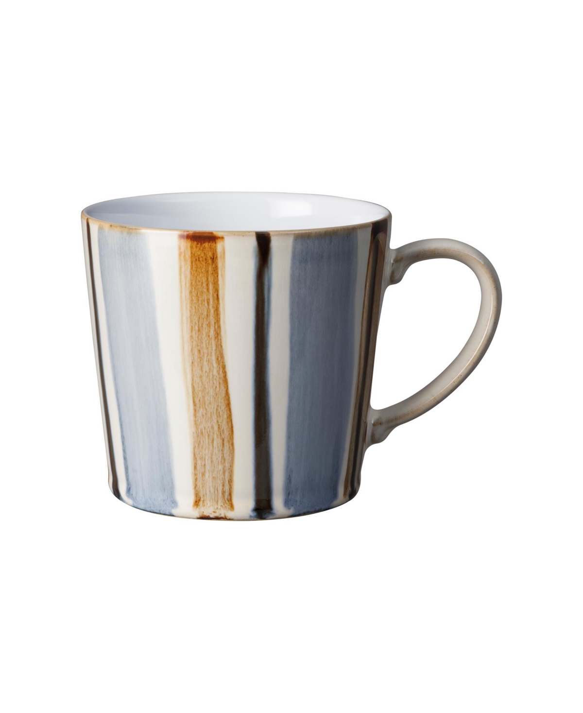 Brown Stripe Painted Large Mug - Multi Colored And Hand Painted