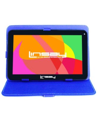 LINSAY - 10.1" New Tablet Quad Core 32GB Android 10 Bundle with Blue Leather Case