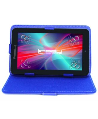 LINSAY - 7" New Quad Core Tablet Bundle with Leather Case Android 10 Dual Camera