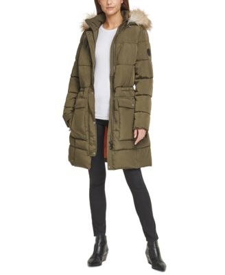 dkny fur trimmed hooded parka