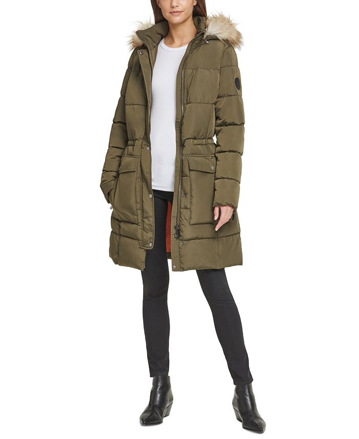DKNY Faux-Fur-Trim Hooded Puffer Coat & Reviews - Coats & Jackets ...