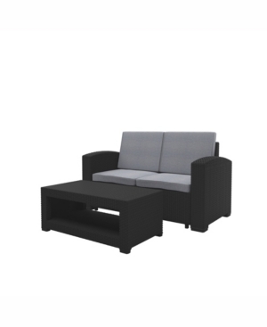 Shop Corliving Distribution Adelaide 2 Piece All-weather Loveseat Patio Set In Black