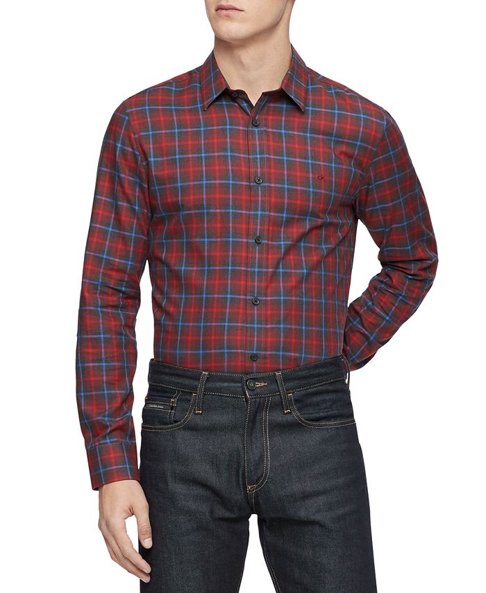 Calvin Klein Men's Classic-Fit Plaid Shirt & Reviews - Casual Button ...