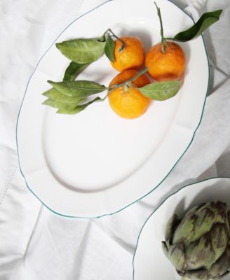 Amelie Forest Green Rim 14" Oval Platter