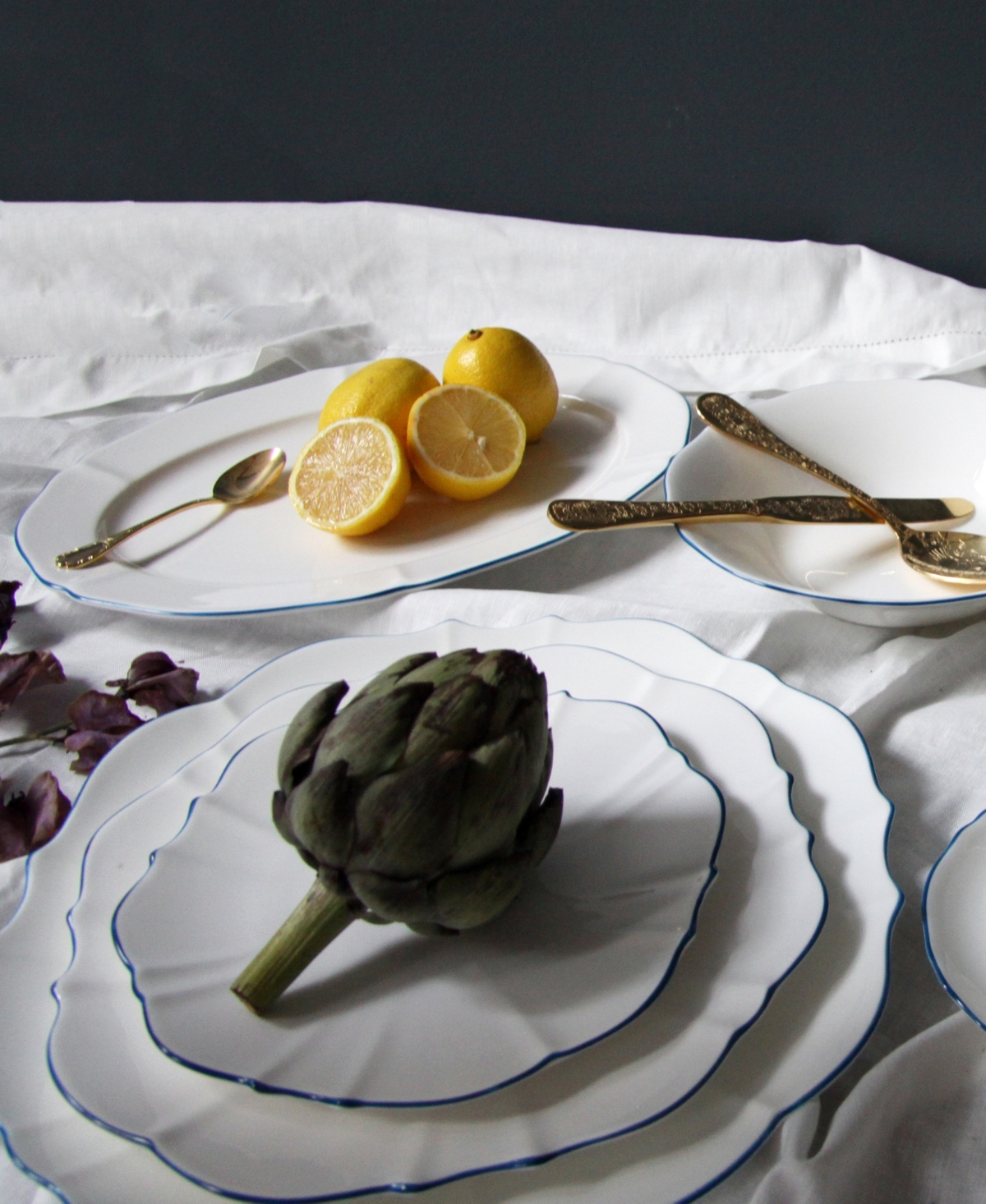 Twig New York Amelie Royal Blue Rim Bread Plate