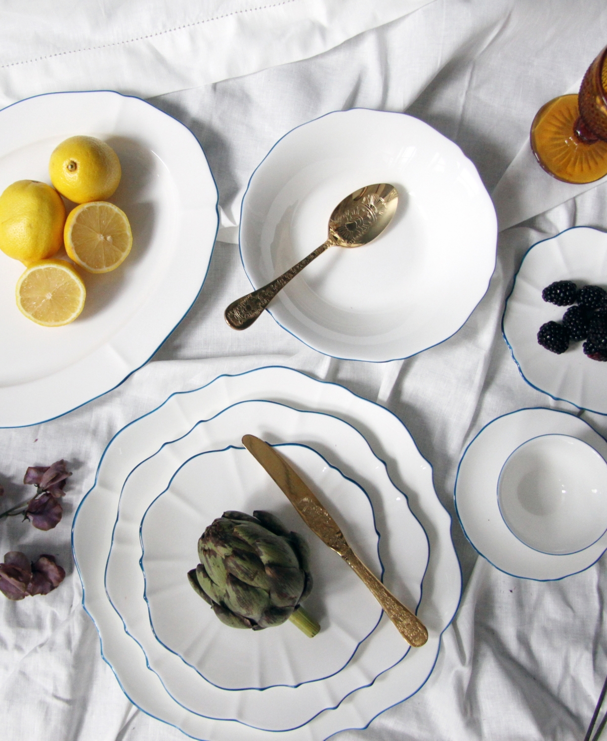 Twig New York Amelie Royal Blue Rim Bread Plate