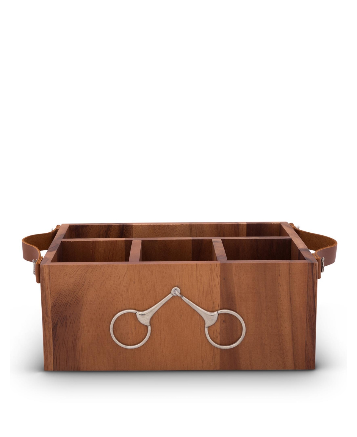Vagabond House Caddy Rectangle Acacia Wood Flatware, Serve Ware, Utensil, Carry-All Holder with Solid