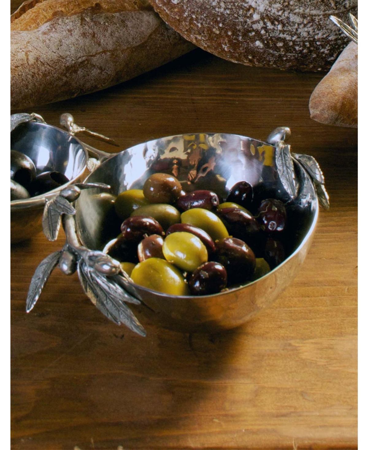 Vagabond HouseOlive Handle Double Serving Bowl - Pewter