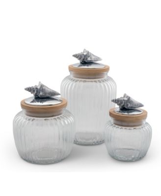 Canister Glass for Kitchen with Rubber Airtight Seal for Food Storage Shell Ocean Knob