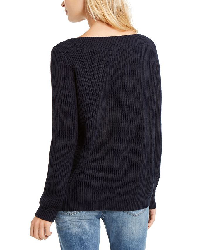 Tommy Hilfiger Cate Cable-Knit Ribbed Sweater - Macy's