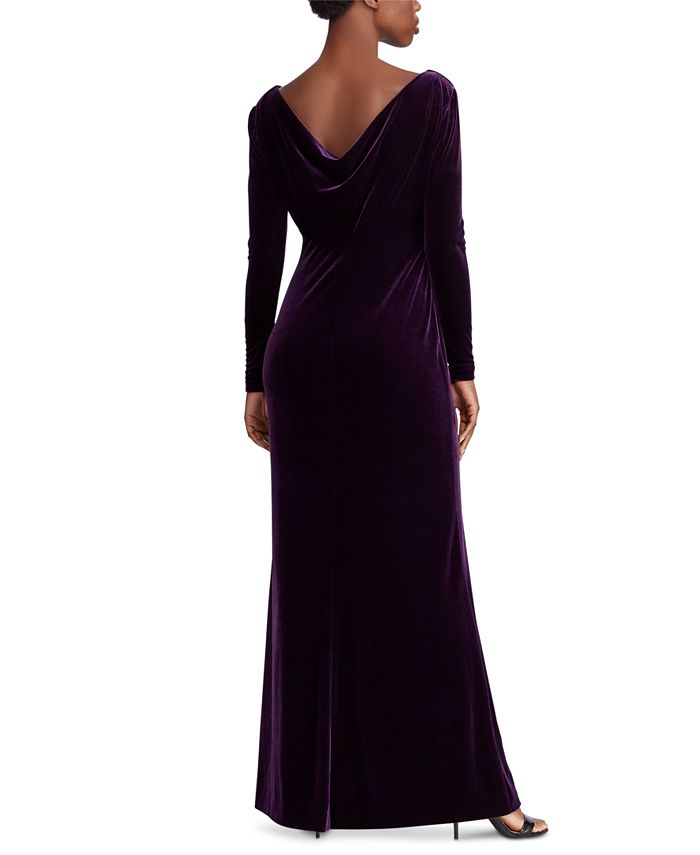 Lauren Ralph Lauren Drape-Back Velvet Dress - Macy's