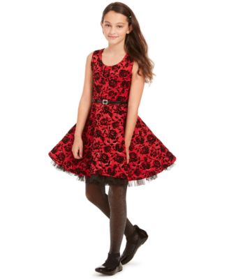 girls red skater dress