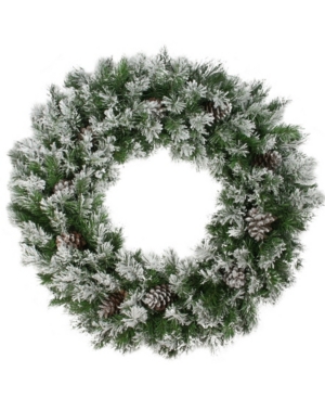 Northlight 36" Flocked Angel Pine With Pine Cones Artificial Christmas Wreath In Green