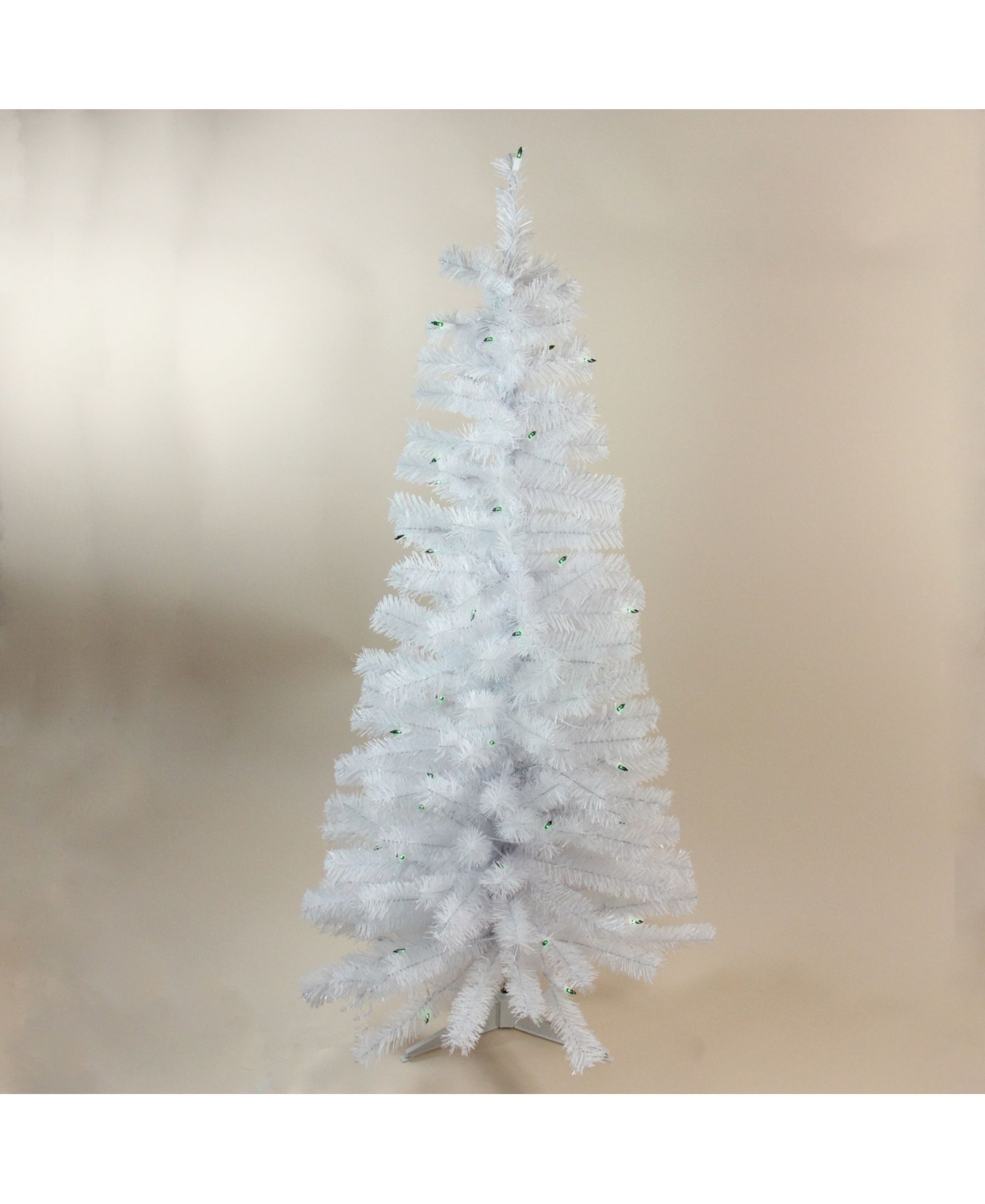 4' Pre-Lit White Artificial Christmas Tree with Green Lights - White