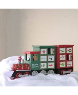 16.5" Red and Green Decorative Elegant Advent Calendar Locomotive